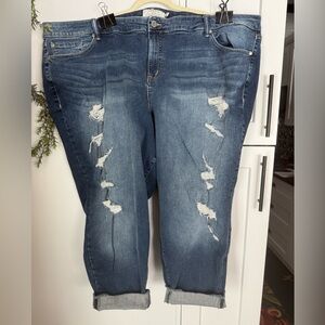 Torrid Blue Boyfriend Jeans with Distressed Details